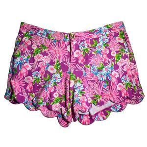 Lilly Pulitzer Womens Buttercup Knit Floral Shorts Size 8 Preppy Resortwear